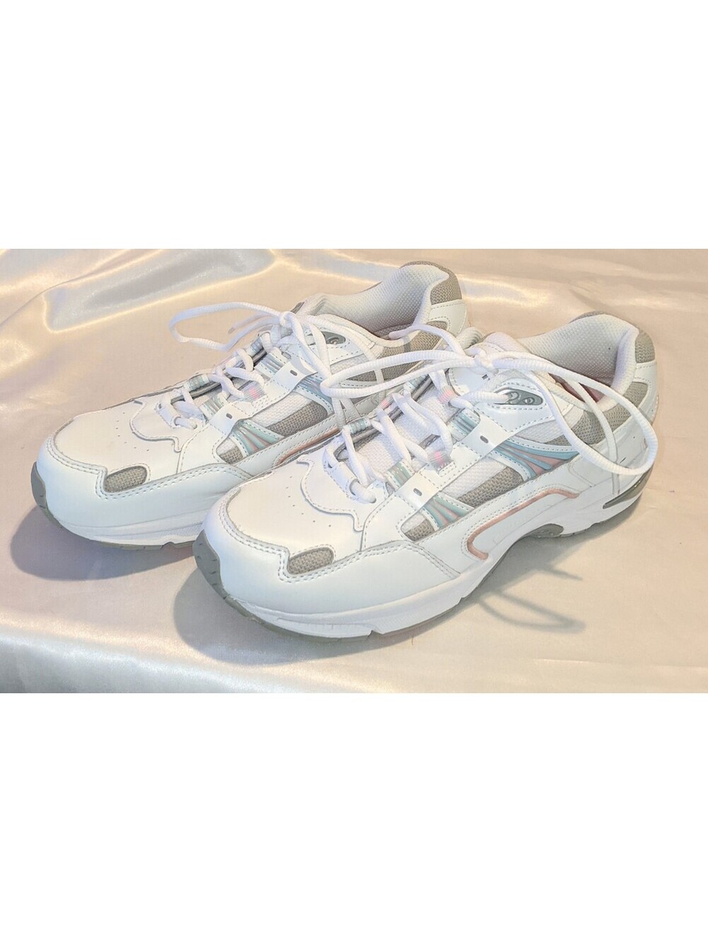 VIONIC Women's 23Walk White/Pink Leather Orthopedic Sneakers Shoes Size 11 EUC